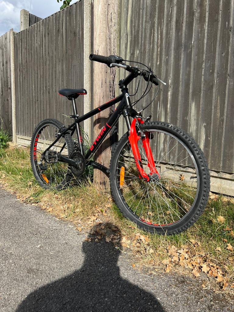 Boys black and red btwin mountain bike 